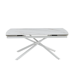 Стіл Обідній PHILIP CERAMIC Rampas Gold Glossy (White legs) 180(240)х90 Білий Ефект Мармуру жива фотографія