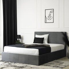 Ліжко двоспальне оксамитове MEBEL ELITE MELIA Velvet 160x200 Сірий жива фотографія