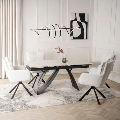 Розкладний стіл DEVON Mebel Elite 160(220)х90 білий мармур / чорний жива фотографія