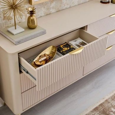 Комод Perfect Home Ланте/Lante с 6 ящиками и золотыми ножками 6S/163 Беж реальная фотография