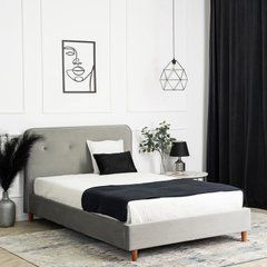 Ліжко двоспальне оксамитове MEBEL ELITE DENNIS Velvet 120x200 Світло Сірий жива фотографія