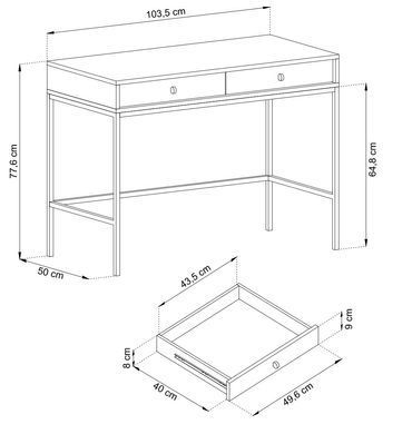 Стол туалетный Perfect Home Моно/Mono с 2 ящиками и золотыми ножками MT104 Кашемир реальная фотография