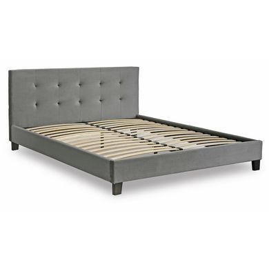 Кровать бархатная MEBEL ELITE BUENO Velvet 160x200 см Серый реальная фотография