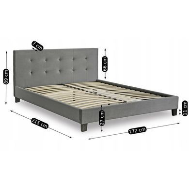 Кровать бархатная MEBEL ELITE BUENO Velvet 160x200 см Серый реальная фотография