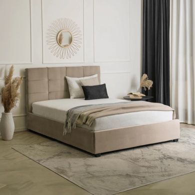 Ліжко TINGA Mebel Elite 160x200 Велюр Бежевий жива фотографія