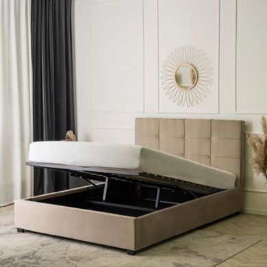 Ліжко TINGA Mebel Elite 160x200 Велюр Бежевий жива фотографія