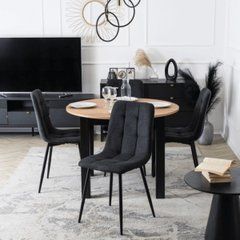 MEBEL ELITE Комплект HARRY Стіл 102-142 см Дуб Крафт/Чорний та 4 стільці PERU 2 Чорний