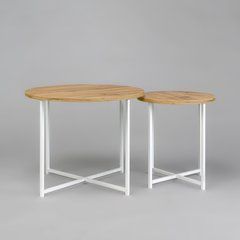 Комплект журнальных столиков МОДЕРН Home Deco Белый / Дуб реальная фотография