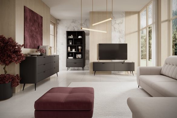 Комод Perfect Home Ланте / Lante з 6 шухлядами і чорними ніжками 6S/163 Чорний жива фотографія