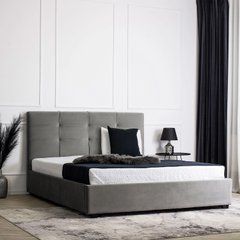 Ліжко двоспальне оксамитове 140x200 MEBEL ELITE TINGA Velvet Сірий жива фотографія