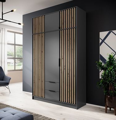 Тумба-надставка Perfect Home Неллі / Nelly 3D 3-дверна Графіт/дуб артизан жива фотографія