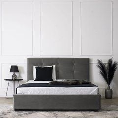 Ліжко двоспальне оксамитове 140x200 MEBEL ELITE TINGA Velvet Сірий жива фотографія