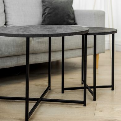 Комплект журнальных столиков МОДЕРН Home Deco Черный / Угольный камень реальная фотография
