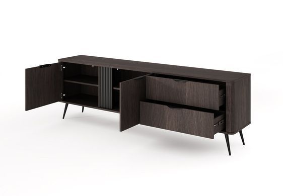 Тумба під ТВ Perfect Home Веріс / Veris 2D2S/195 2-дверна з 2 шухлядами Дуб дунін/чорний жива фотографія