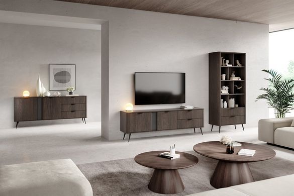 Тумба під ТВ Perfect Home Веріс / Veris 2D2S/195 2-дверна з 2 шухлядами Дуб дунін/чорний жива фотографія