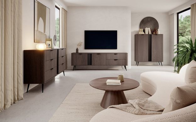 Тумба під ТВ Perfect Home Веріс / Veris 2D2S/195 2-дверна з 2 шухлядами Дуб дунін/чорний жива фотографія