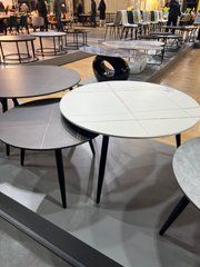 Журнальный столик KORA B Керамика Signal 80x80 Эффект Мрамора Белый/Черный /Черный Мат реальная фотография