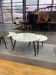 Журнальный столик KORA D Керамика Signal 80x80 Эффект Мрамора Белый/ Черный Мат реальная фотография