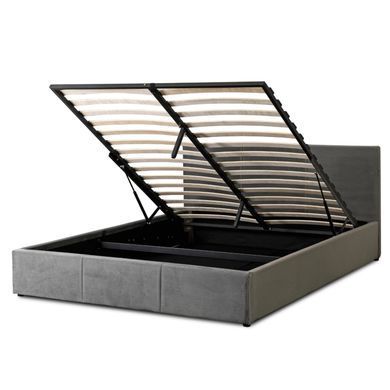Кровать двуспальная бархатная MEBEL ELITE ALISSON Velvet 140x200 Серый реальная фотография