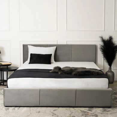 Кровать двуспальная бархатная MEBEL ELITE ALISSON Velvet 140x200 Серый реальная фотография