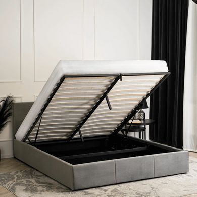 Кровать двуспальная бархатная MEBEL ELITE ALISSON Velvet 140x200 Серый реальная фотография