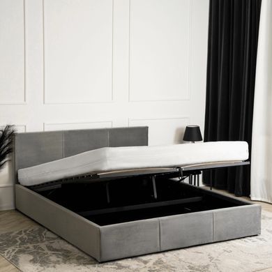 Кровать двуспальная бархатная MEBEL ELITE ALISSON Velvet 140x200 Серый реальная фотография