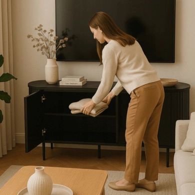 Комод трехдверный BECK Mebel Elite 160 Черный реальная фотография