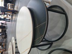 Журнальный столик FERRANTE B Керамика Signal 80x80 Эффект Мрамора Белый/Черный /Черный Мат реальная фотография