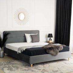 Ліжко оксамитове MEBEL ELITE BOND Velvet 160x200см Сірий жива фотографія