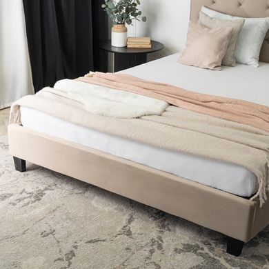 Ліжко оксамитове MEBEL ELITE QUEEN Velvet 160x200см Беж жива фотографія