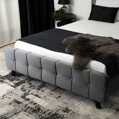 Кровать двуспальная бархатная MEBEL ELITE LINO Velvet 140x200 Серый реальная фотография