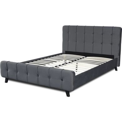 Кровать двуспальная бархатная MEBEL ELITE LINO Velvet 140x200 Серый реальная фотография