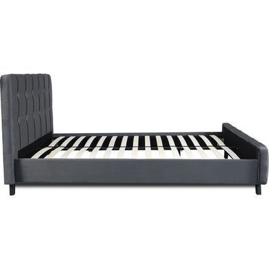 Кровать двуспальная бархатная MEBEL ELITE LINO Velvet 140x200 Серый реальная фотография