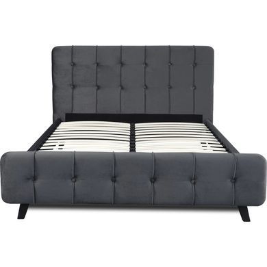 Кровать двуспальная бархатная MEBEL ELITE LINO Velvet 140x200 Серый реальная фотография
