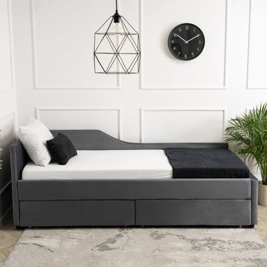 Ліжко оксамитове MEBEL ELITE JONAS Velvet 90x200 Беж жива фотографія