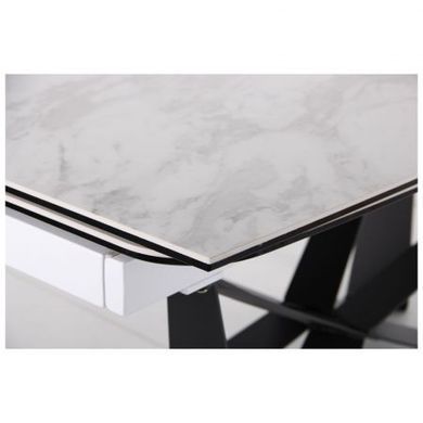 Стіл розкладний Vincent black AMF 160(240)X90 сeramics Tatuario bianco жива фотографія