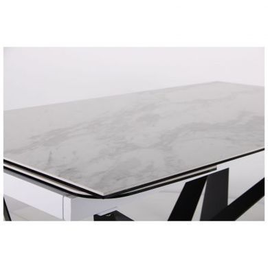 Стіл розкладний Vincent black AMF 160(240)X90 сeramics Tatuario bianco жива фотографія