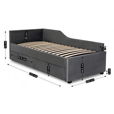 Ліжко оксамитове MEBEL ELITE JONAS Velvet 90x200 Беж жива фотографія