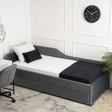 Ліжко оксамитове MEBEL ELITE JONAS Velvet 90x200 Беж жива фотографія