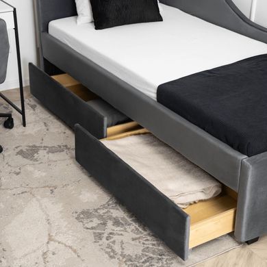 Ліжко оксамитове MEBEL ELITE JONAS Velvet 90x200 Беж жива фотографія
