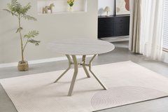 Стіл Обідній DALAS CERAMIC Light grey matt + Sahara Bjorn 120х120 Сірий Ефект Мармуру жива фотографія