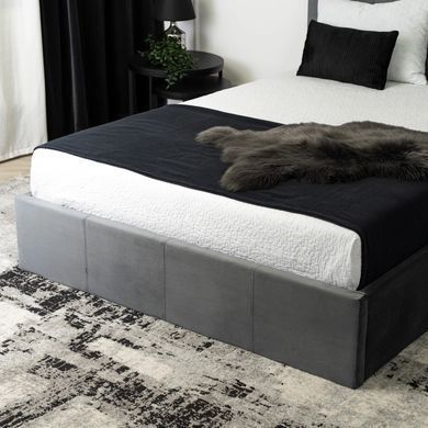 Кровать двуспальная бархатная MEBEL ELITE MELIA Velvet 140x200 Темно Серый реальная фотография