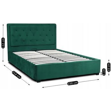 Ліжко CROS Velvet Mebel Elite 140x200 см Зелений жива фотографія