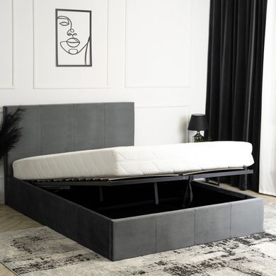 Кровать двуспальная бархатная MEBEL ELITE MELIA Velvet 140x200 Темно Серый реальная фотография