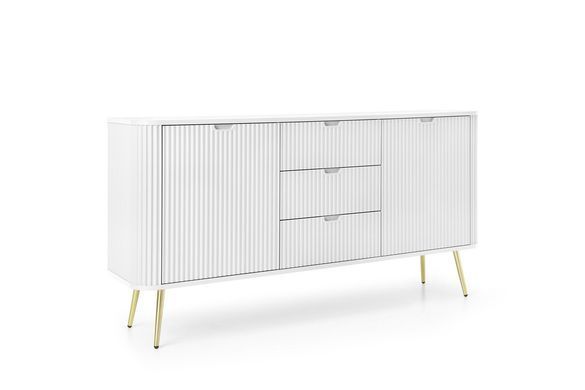 Комод Perfect Home Зова / Zova 2-дверний з 3 шухлядами і золотими ніжками KSZ168 Білий жива фотографія