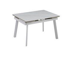 Стіл Обідній VELVET CERAMIC Snow White Matt (white legs) Bjorn 120(180)х90 Білий Ефект Мармуру жива фотографія