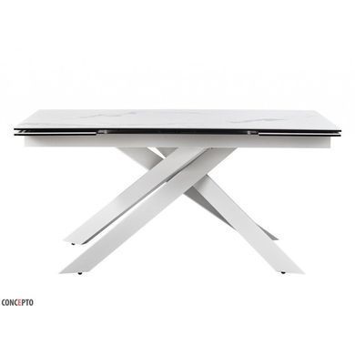 Стіл Обідній GRACIO CARRARA WHITE КЕРАМІКА 160-240 см Concepto Білий повністю / White жива фотографія