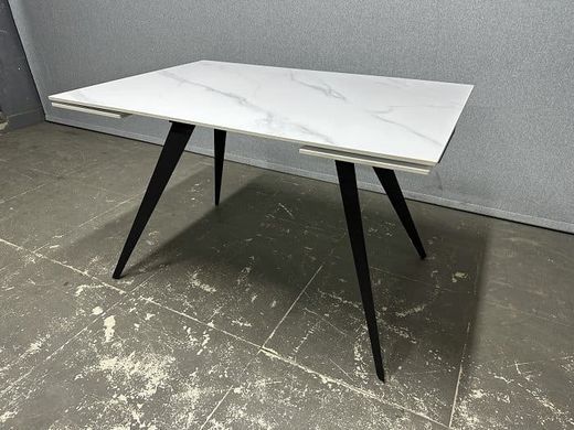 Стол Раскладной ТОРИ Prestol 120/180x80 Керамика Белый Мат / Черный реальная фотография