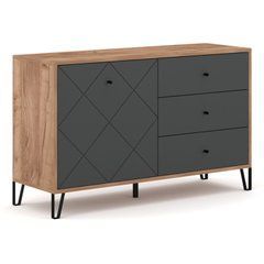 Комод MEBEL ELITE BACARDI 123 Дуб артизан / Графіт жива фотографія