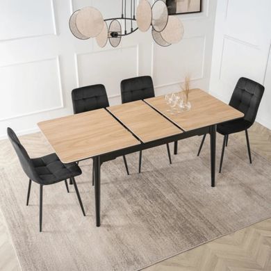 Керамічний стіл SAMER Mebel Elite 138(178)х80 Дуб/Чорний жива фотографія